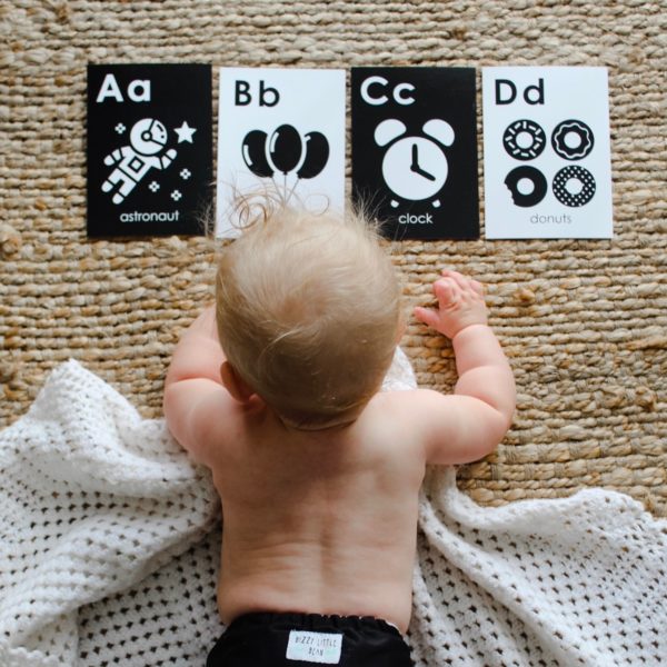 black and white baby flash cards Alphabet